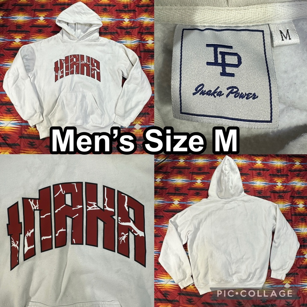 Inaka Power Gray Pullover Hoodie Sweater Men’s Medium Lightning Cracked Logo